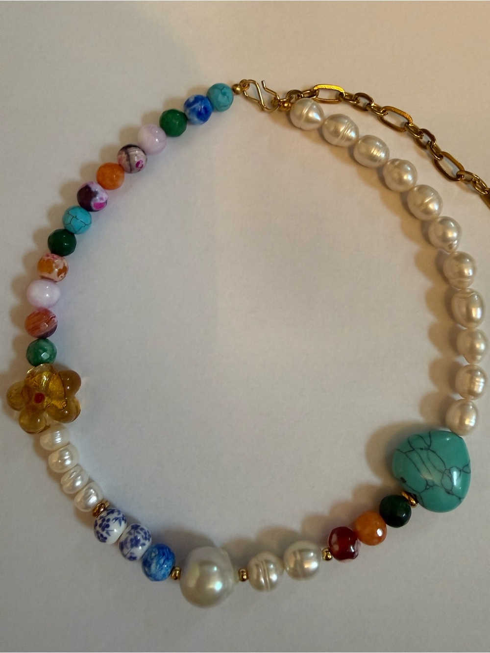 NWOT Toque multicolor bead and pearl necklace